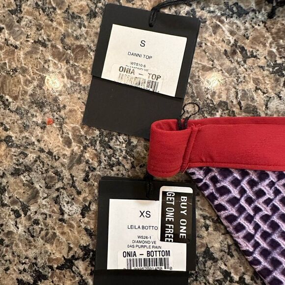 Onia Purple Rain Diamond Bikini Top Small Bottom XS NWT - Picture 8 of 10